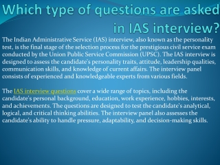 Which type of questions are asked in IAS interview