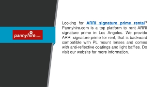 ARRI Signature Prime Rental  Pannyhire.com