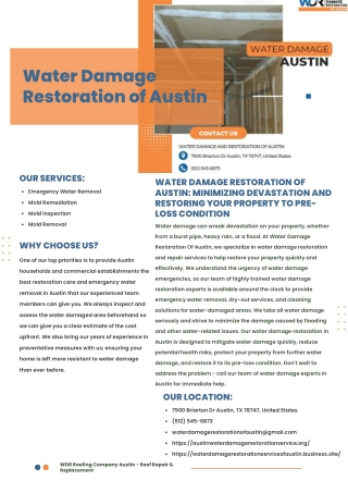 Water Damage Restoration of Austin: Minimizing Devastation and Restoring Your Pr