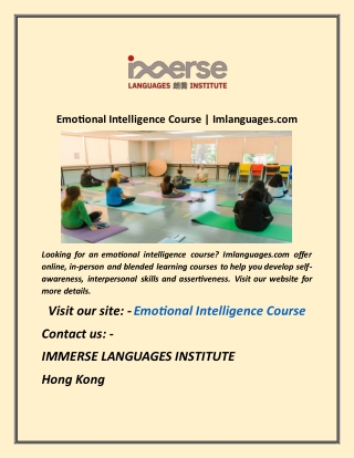 Emotional Intelligence Course  Imlanguages com