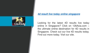 4d Result Live Today Online Singapore  126asia.com