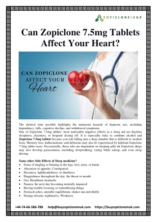 Can Zopiclone Affect Your Heart?