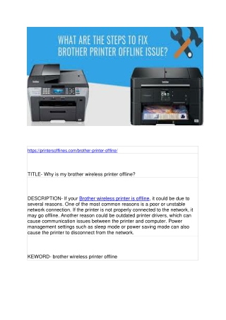Why is my brother wireless printer offline?
