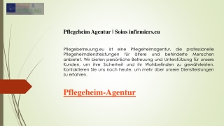 Pflegeheim Agentur  Soins infirmiers.eu