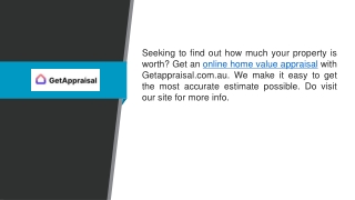 Online Home Value Appraisal  Getappraisal.com.au