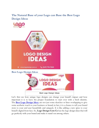 The Natural Base of your Logo can Base the Best Logo Design Ideas