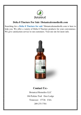 Delta 8 Tincture For Sale | Botanicalremediesllc.com