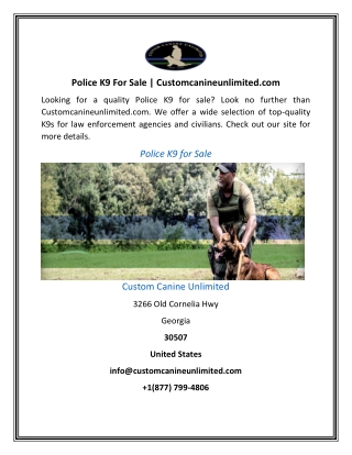 Police K9 For Sale | Customcanineunlimited.com
