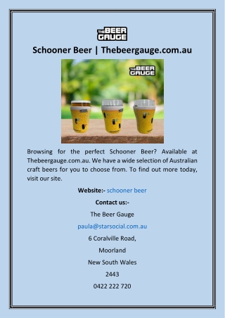 Schooner Beer  Thebeergauge.com