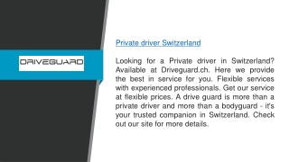 Private Driver Switzerland  Driveguard.ch