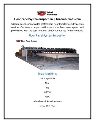 Floor Panel System Inspection | Triadmachines.com