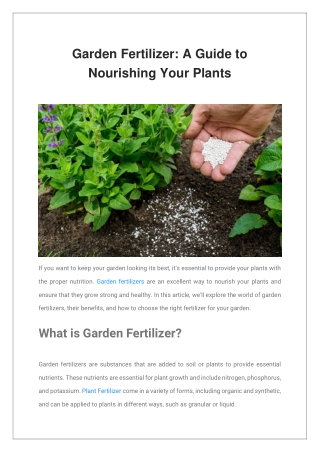 Garden Fertilizer A Guide to Nourishing Your Plants