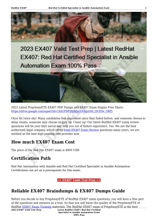 2023 EX407 Valid Test Prep | Latest RedHat EX407: Red Hat Certified Specialist in Ansible Automation Exam 100% Pass