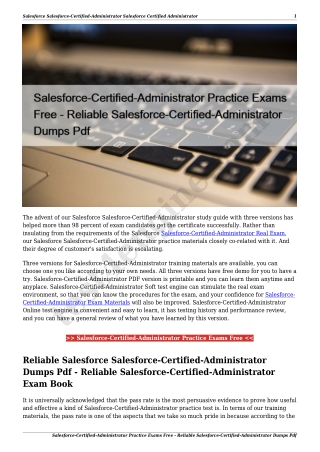 Salesforce-Certified-Administrator Practice Exams Free - Reliable Salesforce-Certified-Administrator Dumps Pdf