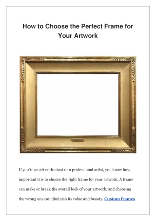 How to Choose the Perfect Frame for Your Artwork