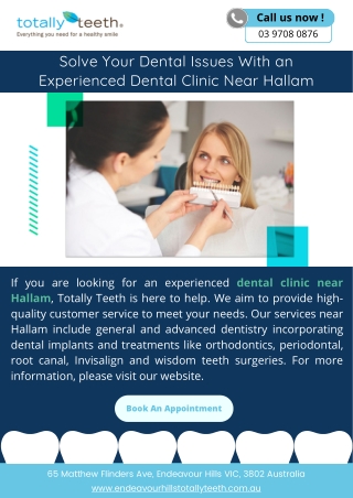 Solve Your Dental Issues With an Experienced Dental Clinic Near Hallam