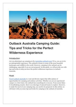 Outback Australia Camping Guide_ Tips and Tricks for the Perfect Wilderness Experience