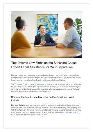 Top Divorce Law Firms on the Sunshine Coast_ Expert Legal Assistance for Your Separation