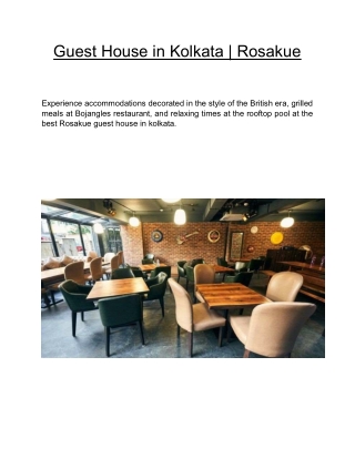 Guest House in Kolkata  | Rosakue