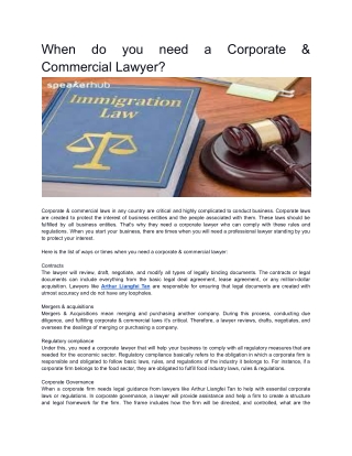 When do you need a Corporate & Commercial Lawyer