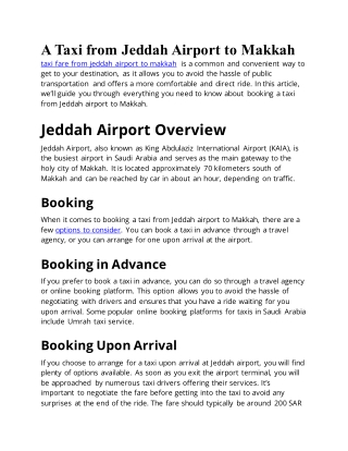 A Taxi from Jeddah Airport to Makkah