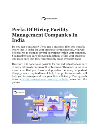 Perks Of Hiring Facility Management Companies In India