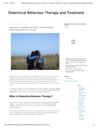 Depression Treatment for Teens_ Understanding Dialectical Behavior Therapy