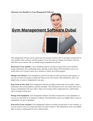 Gym Management Software Dubai