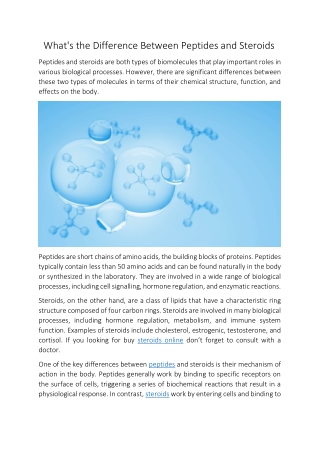 What's the Difference Between Peptides and Steroids