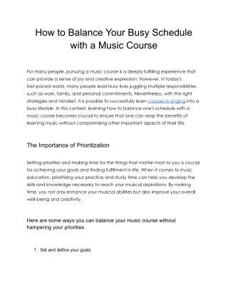 How to Balance Your Busy Schedule with a Music Course