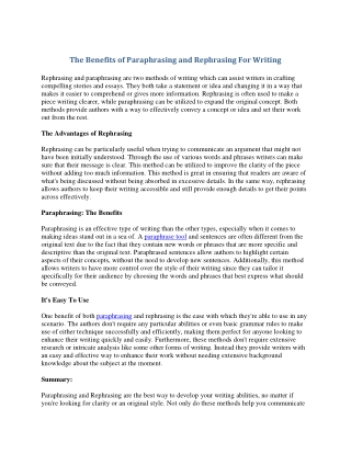 The Benefits of Paraphrasing and Rephrasing For Writing