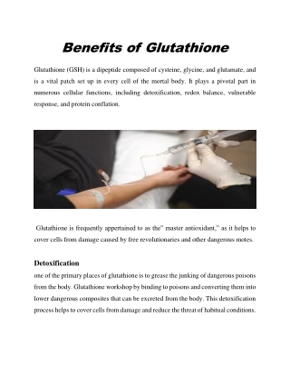 Benefits of Glutathione