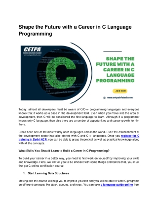 Shape the Future With a Career in C language programming