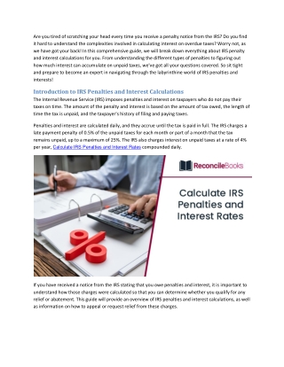 IRS Penalty and Interest Calculator