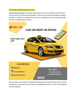 Comfortable Cab Booking Service in Patna