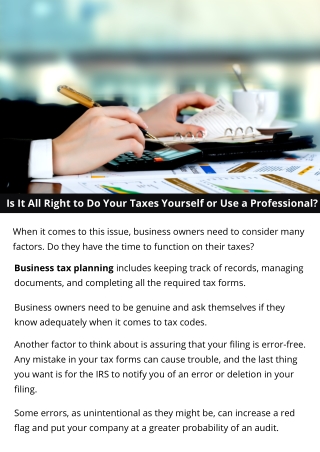 Is It All Right to Do Your Taxes Yourself or Use a Professional?