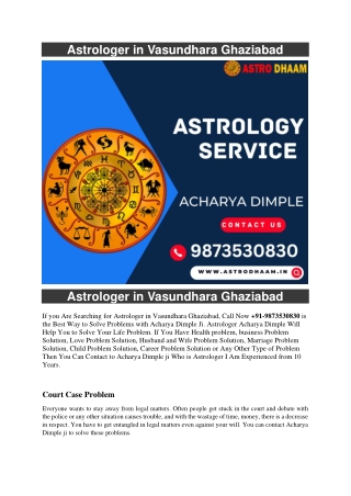 Astrologer in Vasundhara Ghaziabad  91-9873530830