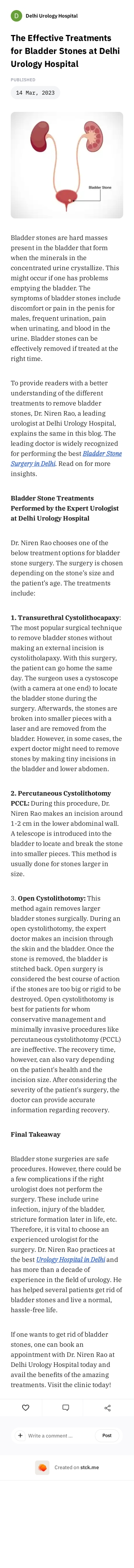 The Effective Treatments for Bladder Stones at Delhi Urology Hospital 