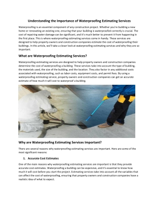 waterproofing take off services