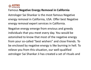 Famous Negative Energy Removal in California