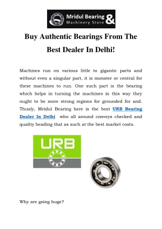 URB Bearing Dealer In Delhi Call-9870270651