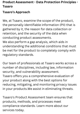 Product Assessment - Data Protection Principles -Tsaaro