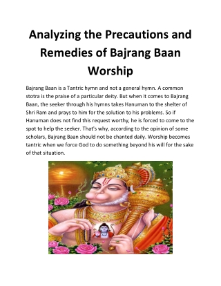 Analyzing the Precautions and Remedies of Bajrang Baan Worship