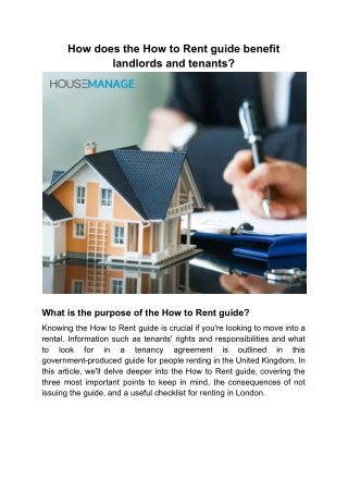 How does the How to Rent guide benefit landlords and tenants