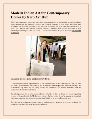 Modern Indian Art for Contemporary Homes by Nero Art Hub