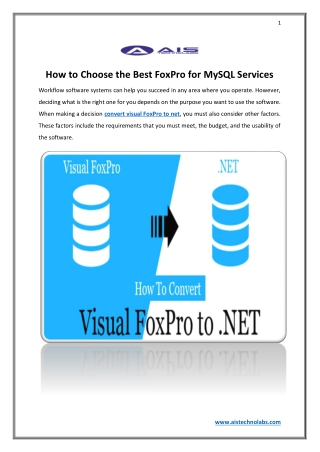 How to Choose the Best FoxPro for MySQL Services