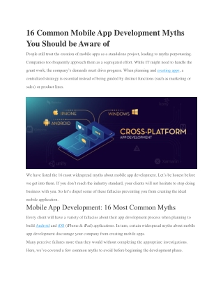 Mobile App Development Myths