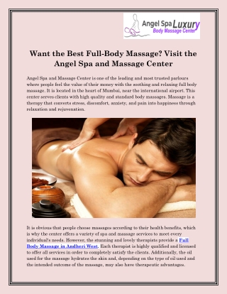 Body spa and Massage in Mumbai