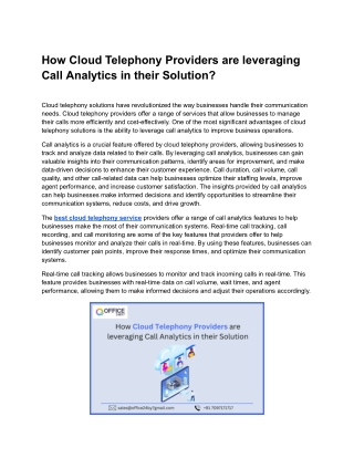 How Cloud Telephony Providers are leveraging Call Analytics in their Solution.docx