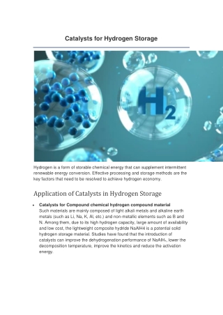 Catalysts for Hydrogen Storage